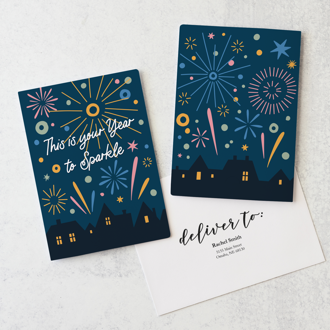 Set of This is your Year to Sparkle | New Year Greeting Cards | Envelopes Included | 101-GC001 Greeting Card Market Dwellings   
