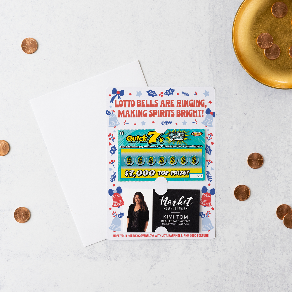 Set of Lotto Bells are Ringing, Making Spirits Bright! | Christmas Mailers | Envelopes Included | M57-M002 Mailer Market Dwellings   