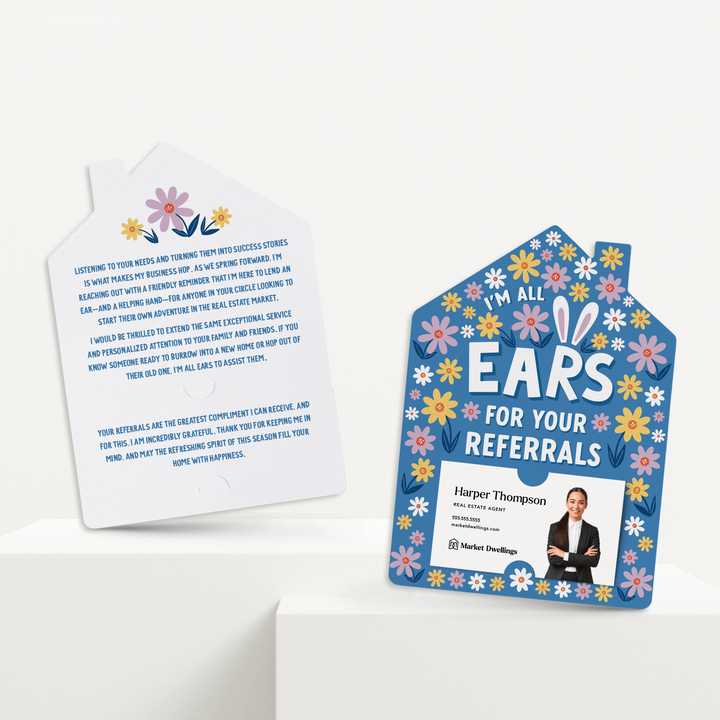 Set of I’m All Ears For Your Referrals | Mailers | Envelopes Included | M261-M001-AB Mailer Market Dwellings FLORAL  