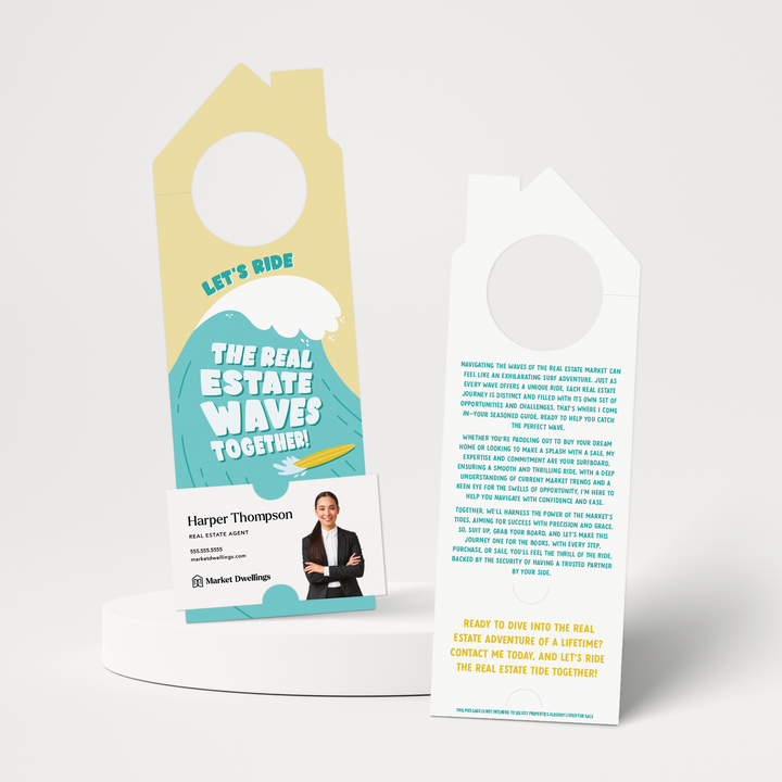 Let's Ride The Real Estate Waves Together! | Summer Door Hangers | 363-DH002-AB Door Hanger Market Dwellings SEAFOAM  