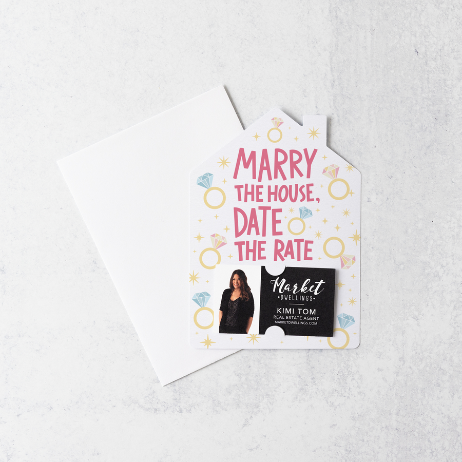 Set of Marry the house, date the rate | Real Estate Mailers | Envelopes Included | M213-M001-AB Mailer Market Dwellings   