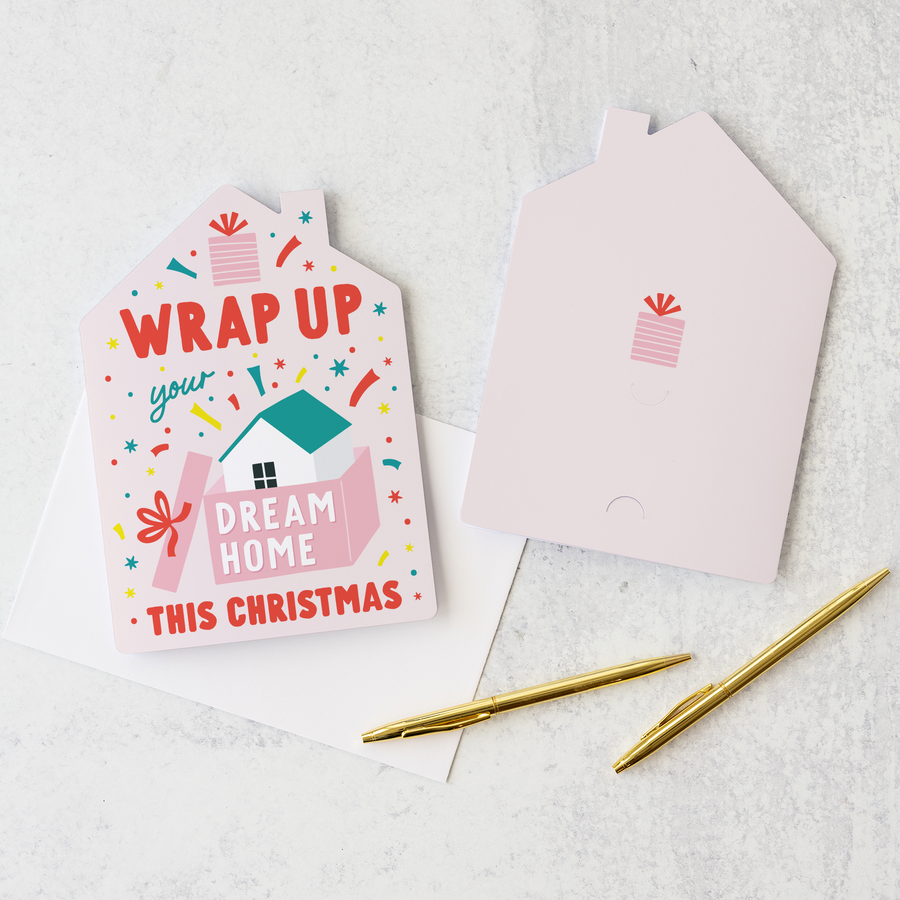 Set of Wrap up Your Dream Home this Christmas | Christmas Greeting Cards | Envelopes Included | 171-GC002-AB Greeting Card Market Dwellings SOFT PINK  