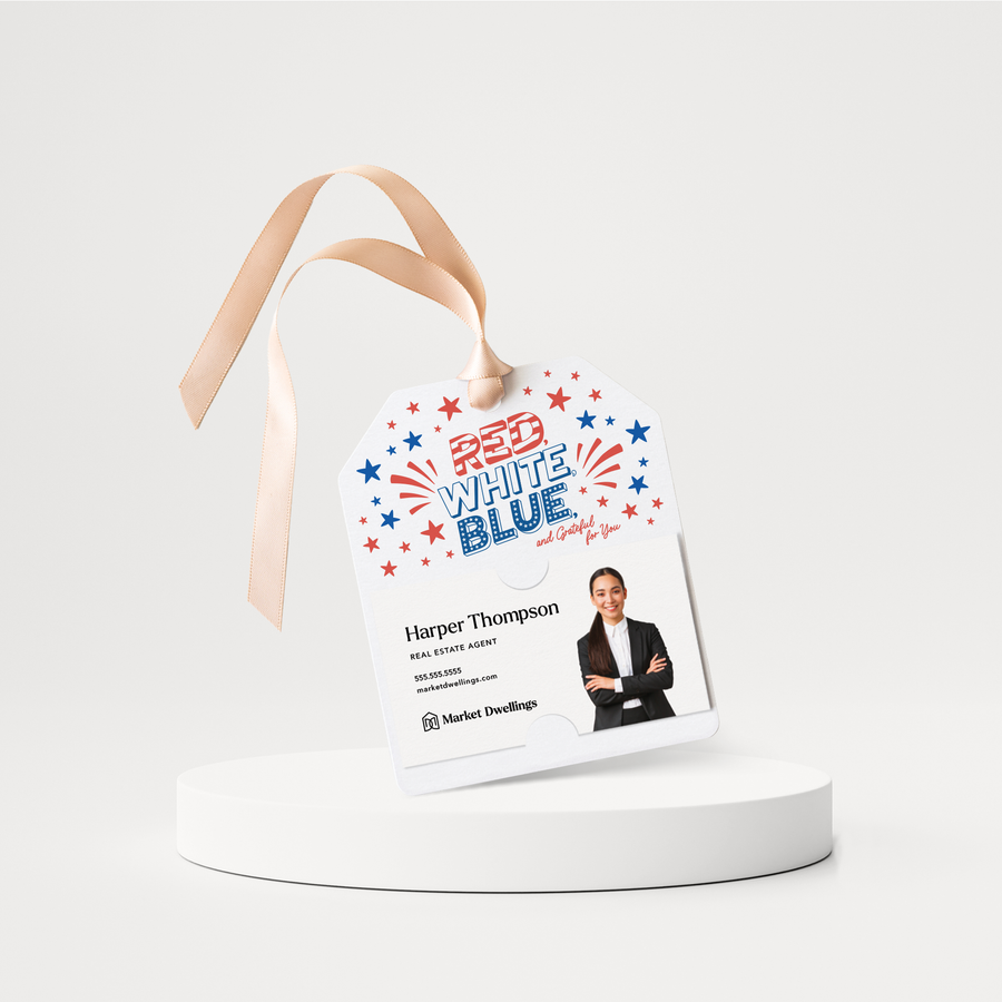 Red, White, Blue, And Grateful For You | 4th Of July Gift Tags | 270-GT001-AB Gift Tag Market Dwellings WHITE  