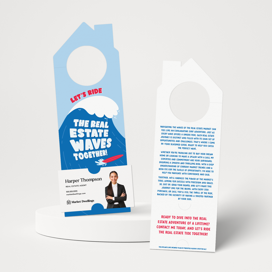 Let's Ride The Real Estate Waves Together! | Summer Door Hangers | 363-DH002-AB Door Hanger Market Dwellings COOL BLUE  