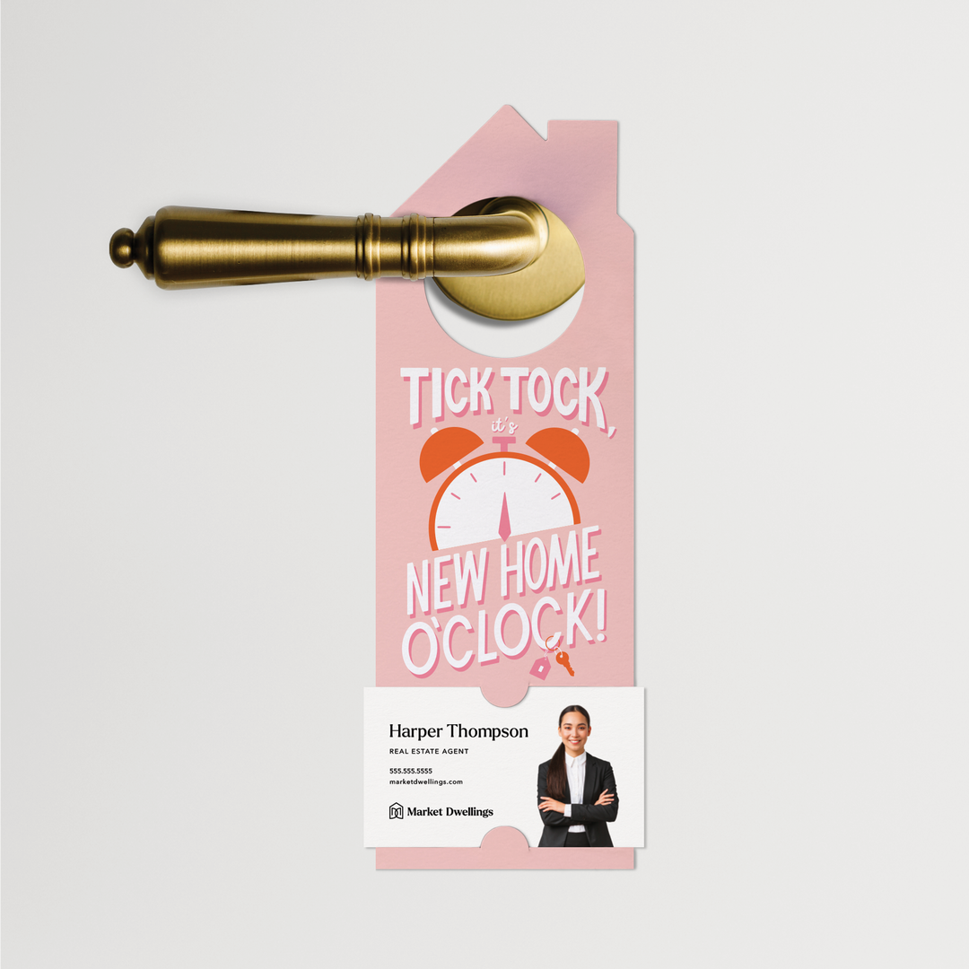 Tick Tock, It's New Home O'Clock! | Door Hangers | 379-DH002-AB Door Hanger Market Dwellings   