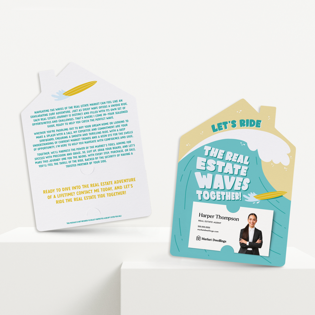 Set of Let's Ride The Real Estate Waves Together! | Summer Mailers | Envelopes Included | M277-M001-AB Mailer Market Dwellings SEAFOAM  