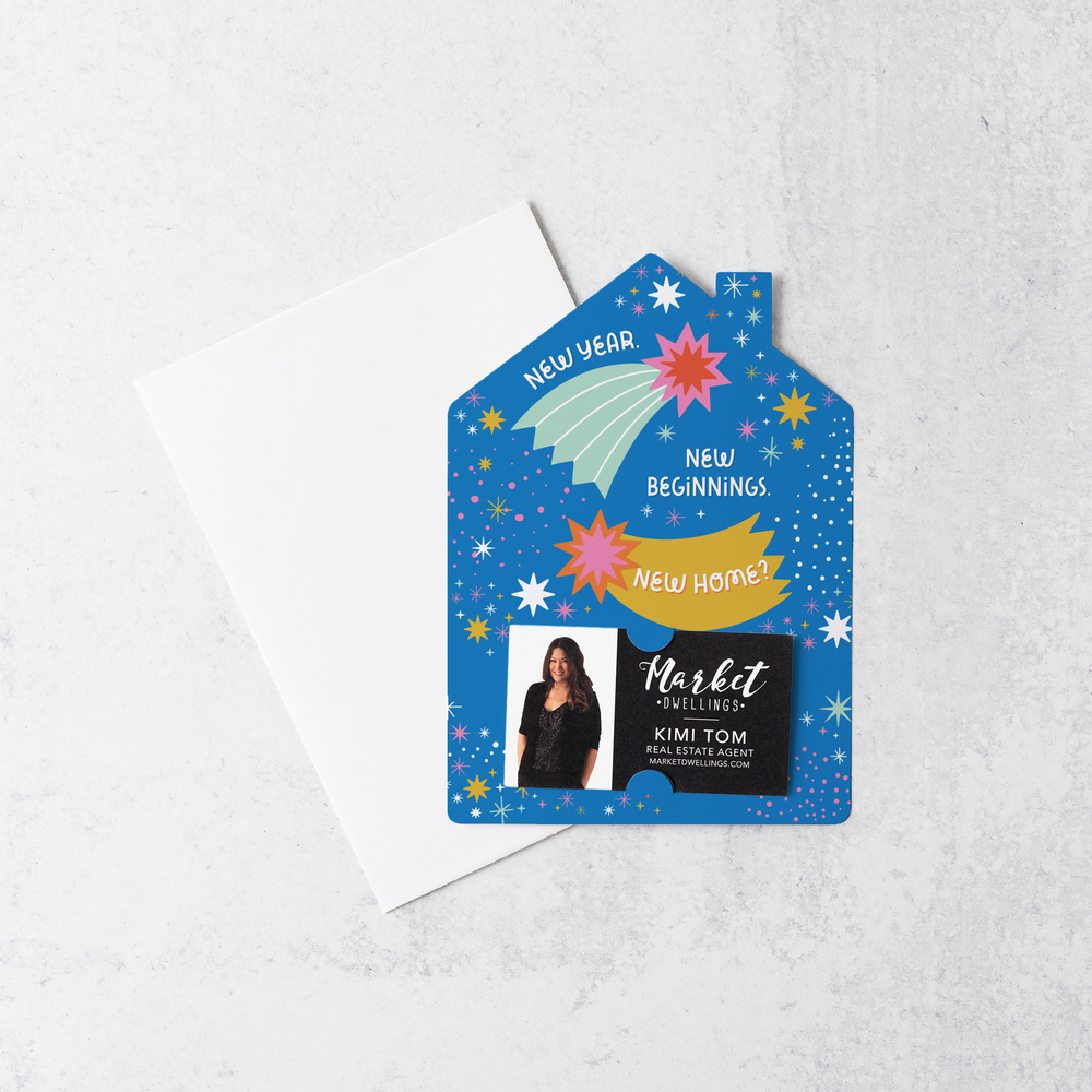 Set of New Year. New Beginnings. New Home? | New Year Mailers | Envelopes Included | M234-M001 Mailer Market Dwellings   
