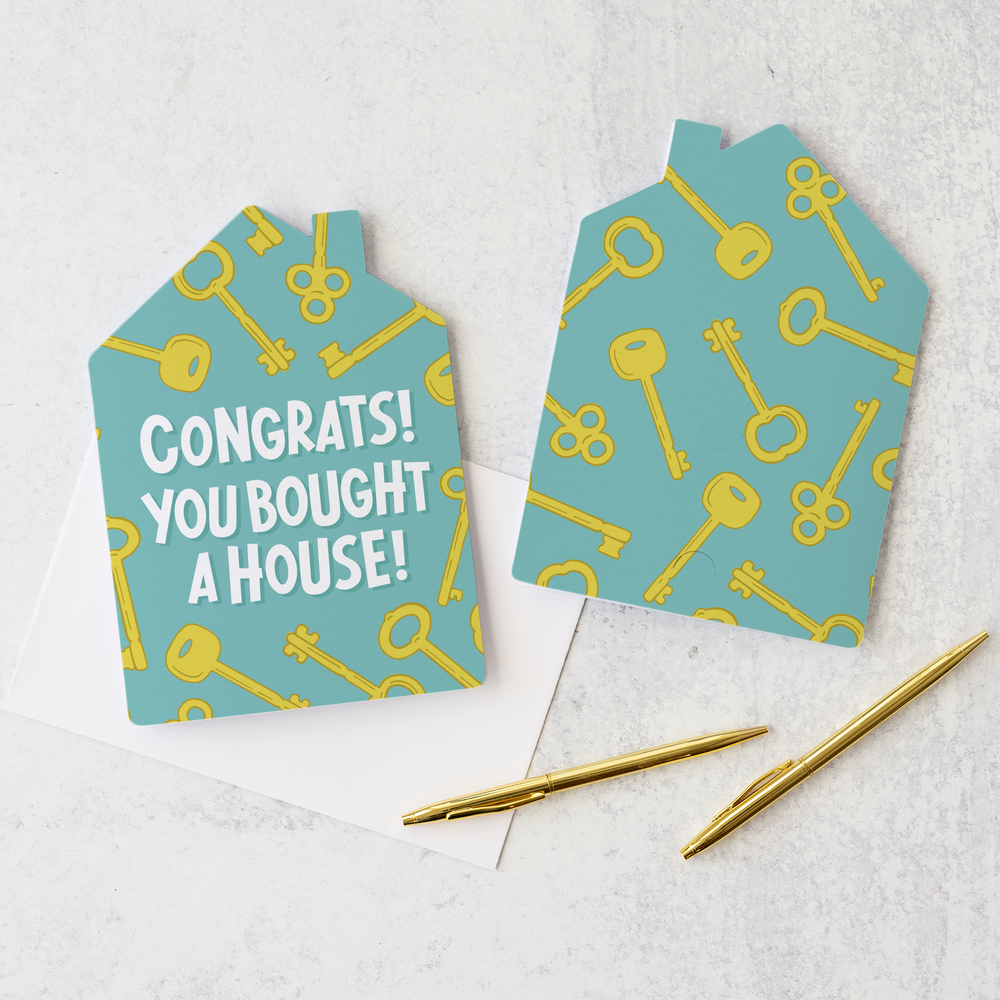 Set of Congrats! You Bought A House! | Greeting Cards | Envelopes Included | 164-GC002-AB Greeting Card Market Dwellings BLUISH  