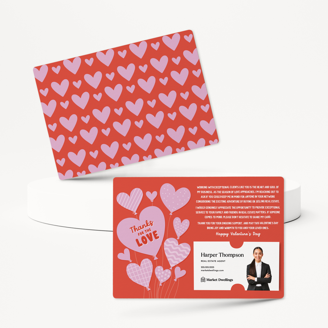 Set of Thanks For The Love | Valentine's Day Mailers | Envelopes Included | M153-M003-AB Mailer Market Dwellings TOMATO RED  