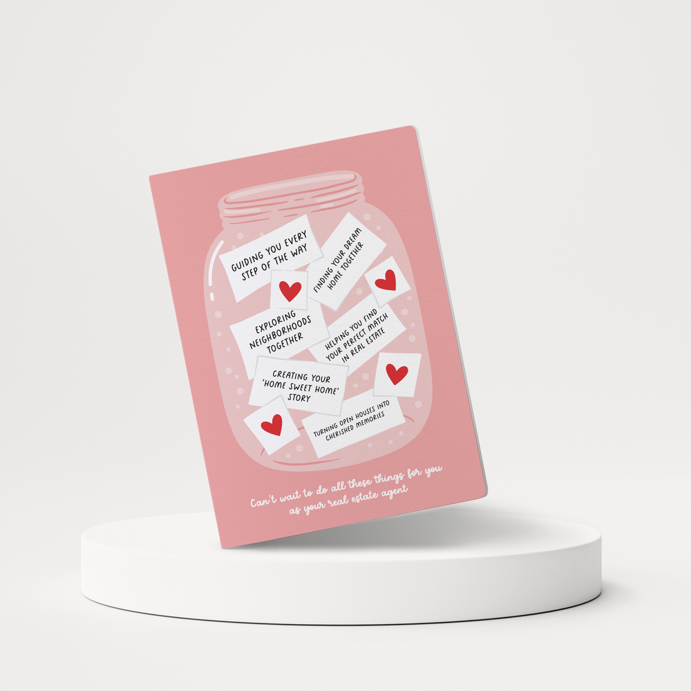 Set of Valentine's Day Wish Jar | Valentine's Day Greeting Cards | Envelopes Included | 110-GC001-AB Greeting Card Market Dwellings PINK SHERBET  