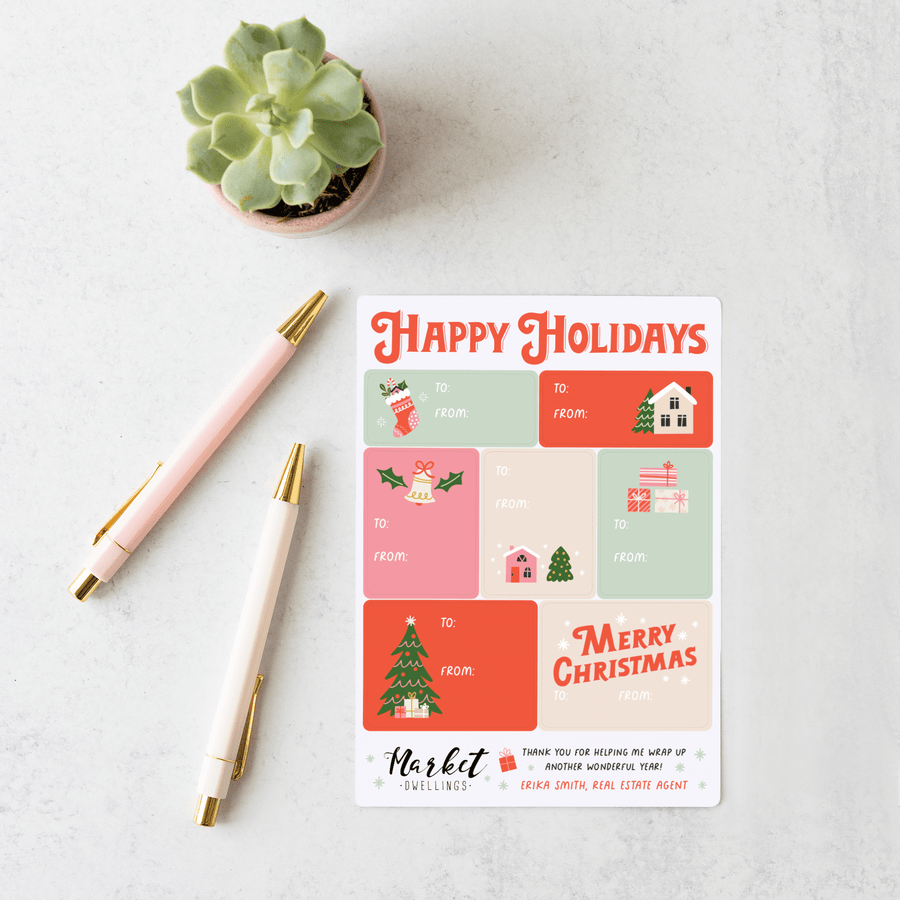 Customizable | Holiday Gift Tag Sticker Sheet | 1-LB2 Stickers Market Dwellings   