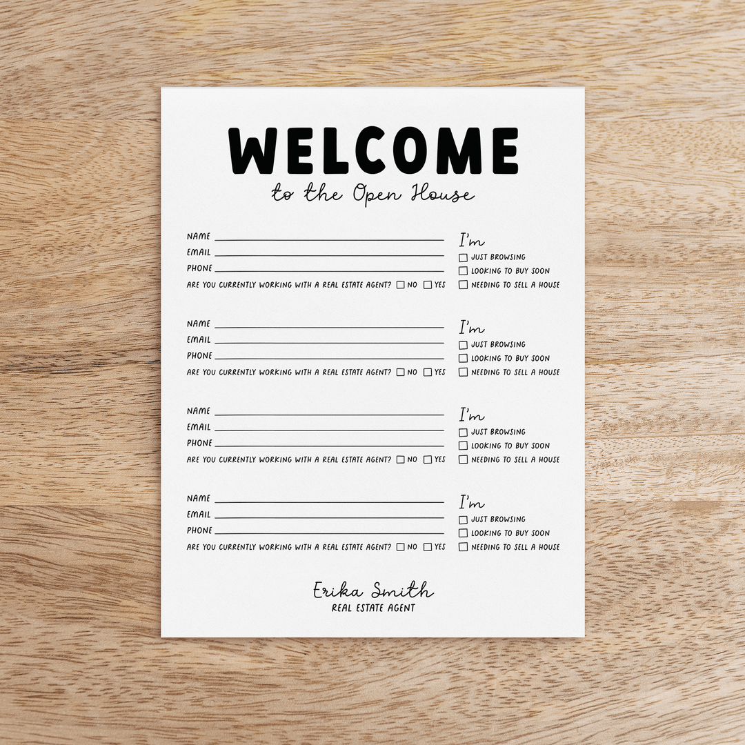 Customizable Open House Sign-In Notepad | 8.5 x 11in | 50 Tear-Off Sheets | 1-NP - Market Dwellings