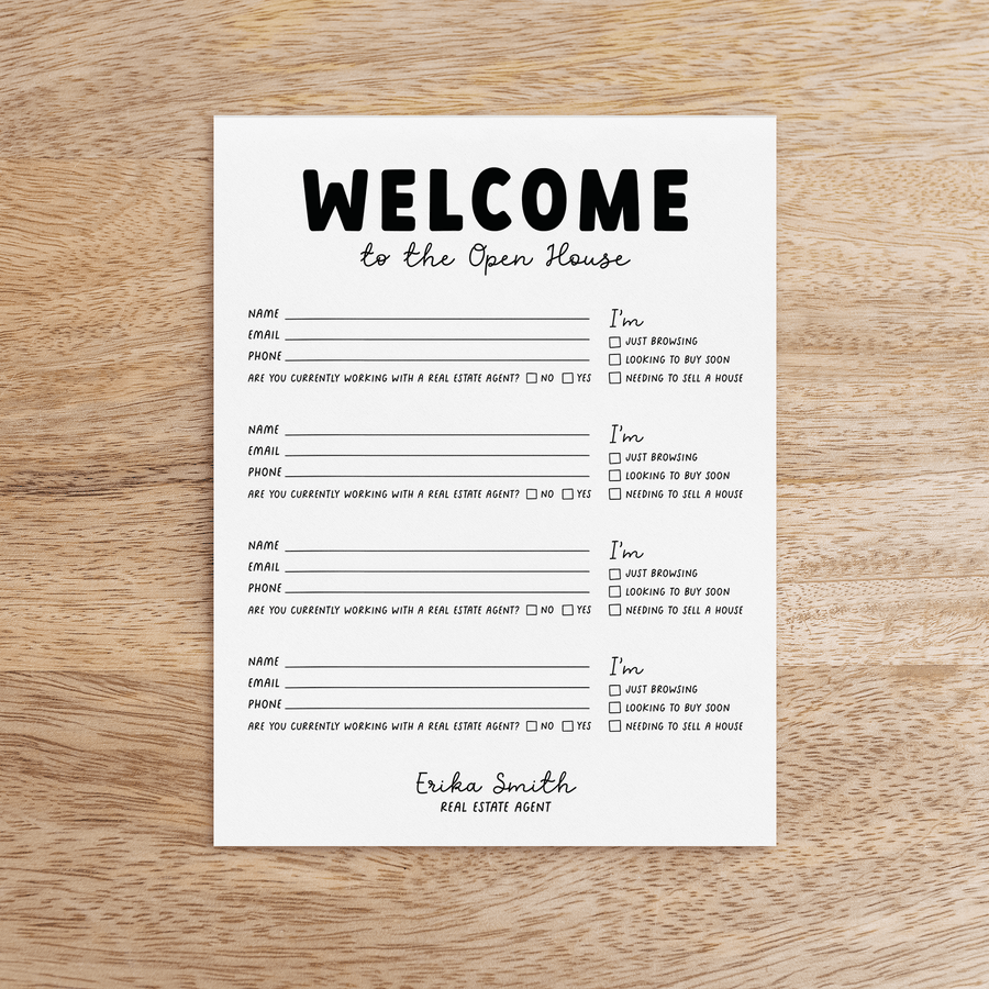 Customizable Open House Sign-In Notepad | 8.5 x 11in | 50 Tear-Off Sheets | 1-NP Notepad Market Dwellings   