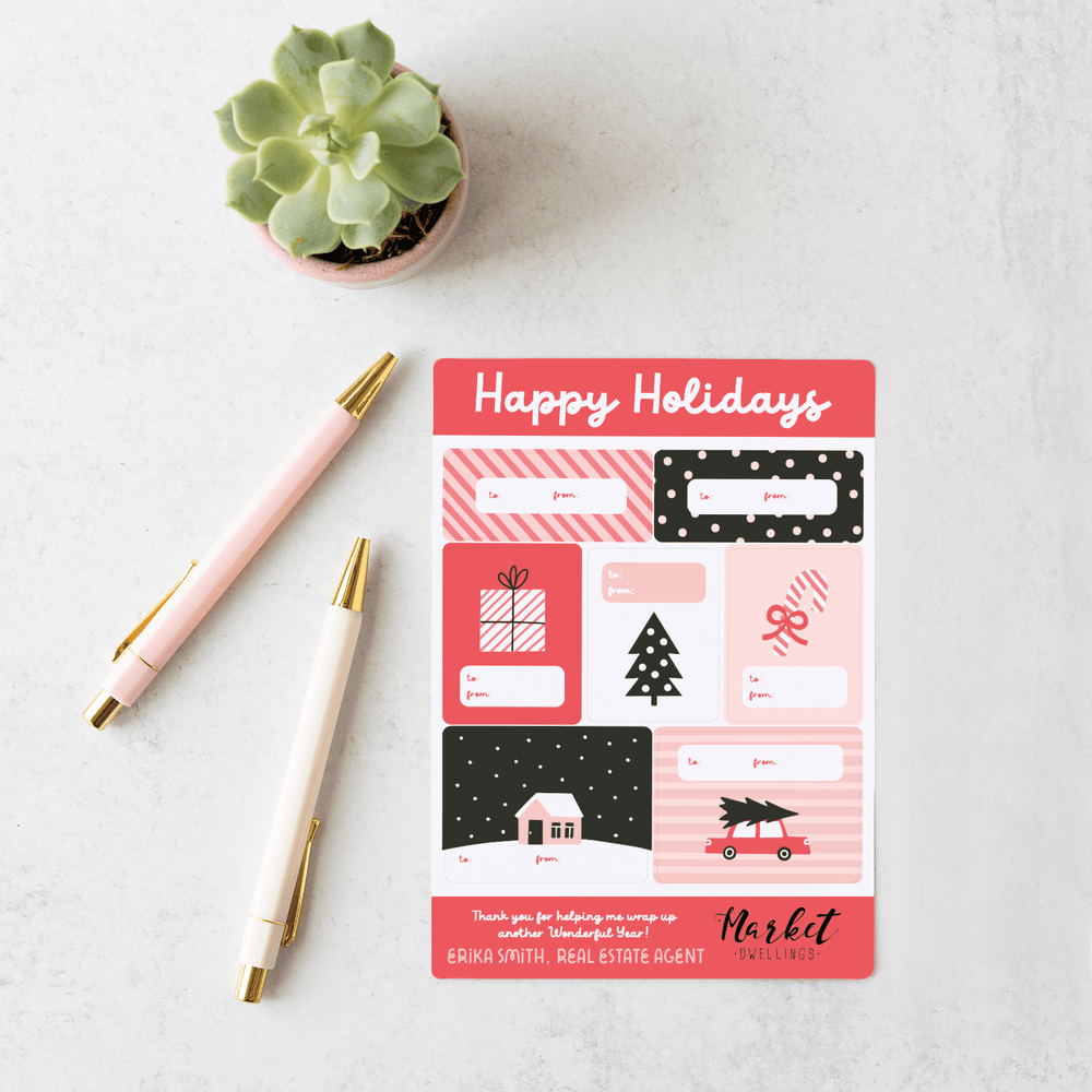 Happy Holidays | Gift Tag Sticker Sheets Stickers Market Dwellings