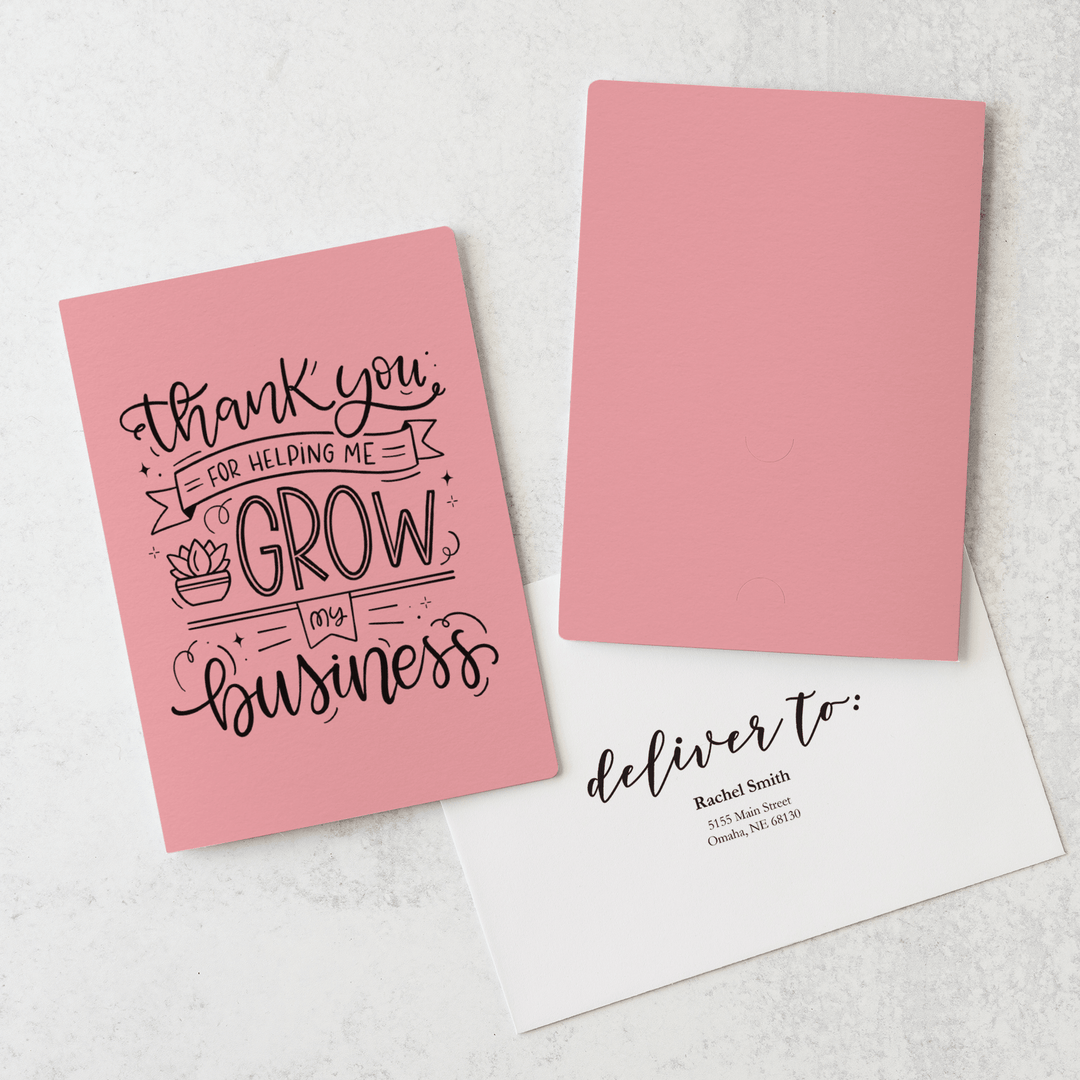 Set of "Thank You For Helping Me Grow My Business" Greeting Cards | Envelopes Included  | 13-GC001 Greeting Card Market Dwellings LIGHT PINK  