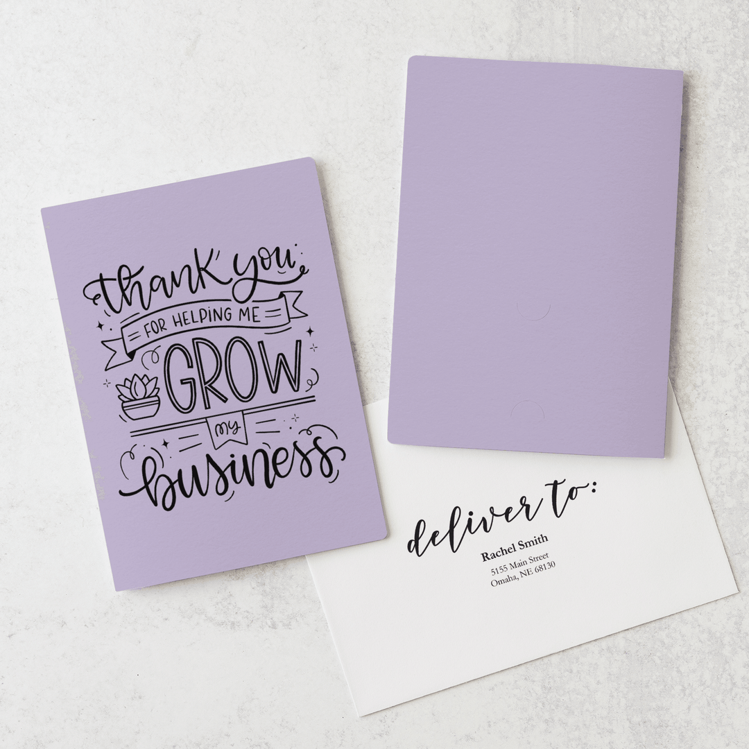 Set of "Thank You For Helping Me Grow My Business" Greeting Cards | Envelopes Included  | 13-GC001 Greeting Card Market Dwellings LIGHT PURPLE  