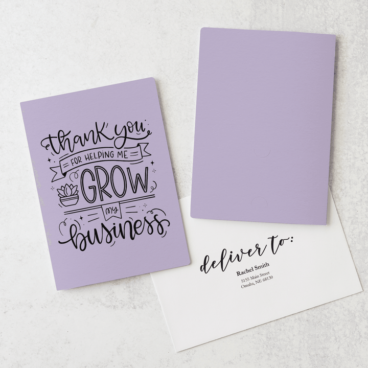 Set of "Thank You For Helping Me Grow My Business" Greeting Cards | Envelopes Included  | 13-GC001 Greeting Card Market Dwellings LIGHT PURPLE  