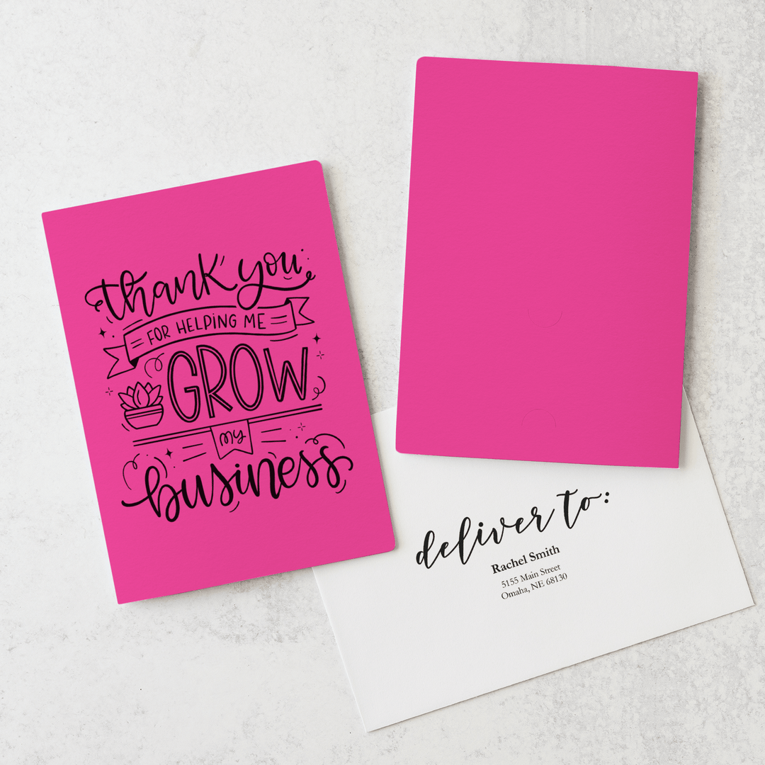 Set of "Thank You For Helping Me Grow My Business" Greeting Cards | Envelopes Included  | 13-GC001 Greeting Card Market Dwellings RAZZLE BERRY  