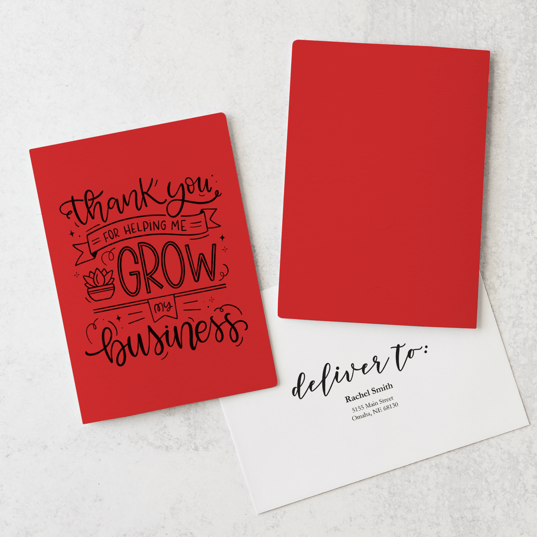Set of "Thank You For Helping Me Grow My Business" Greeting Cards | Envelopes Included  | 13-GC001 Greeting Card Market Dwellings SCARLET  
