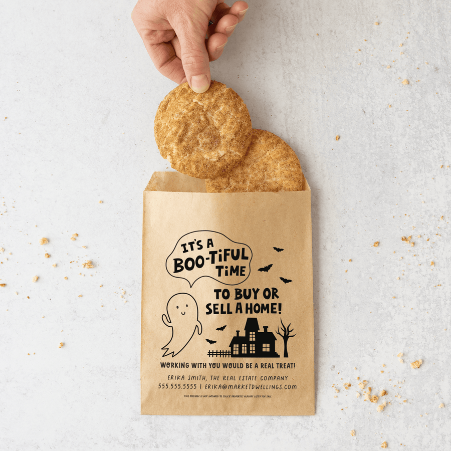 Customizable | Set of It's a Boo-tiful Time to Buy or Sell a Home! Bakery Bags | 15-BB Bakery Bag Market Dwellings   