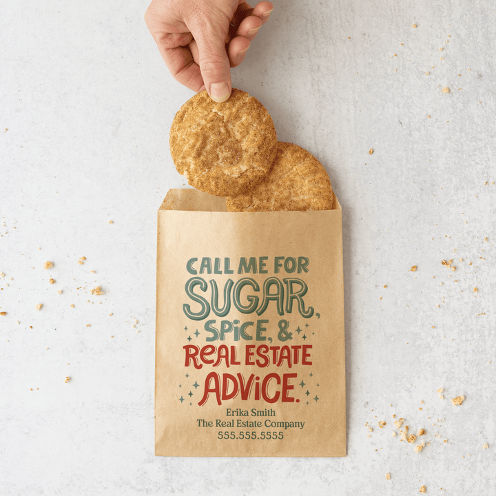 Customizable | Set of Call Me For Sugar, Spice, & Real Estate Advice Bakery Bags | 17-BB Bakery Bag Market Dwellings   