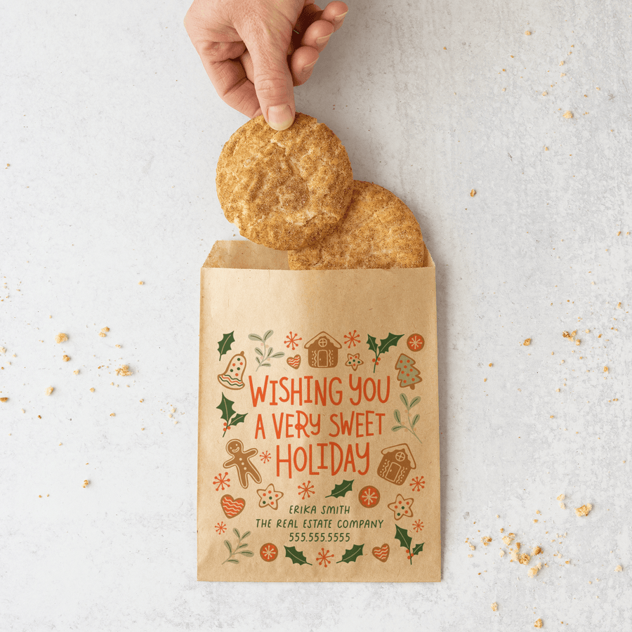 Customizable | Set of Wishing You A Very Sweet Holiday Bakery Bags | 19-BB Bakery Bag Market Dwellings   