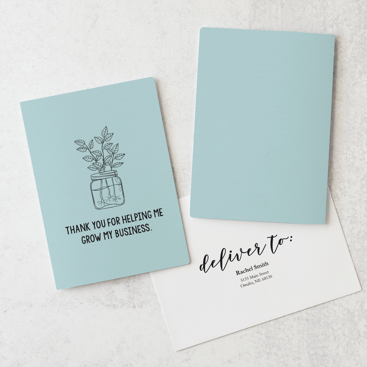 Set of "Thank You For Helping Me Grow My Business Greeting Cards" | Envelopes Included  | 2-GC001 Greeting Card Market Dwellings LIGHT BLUE  