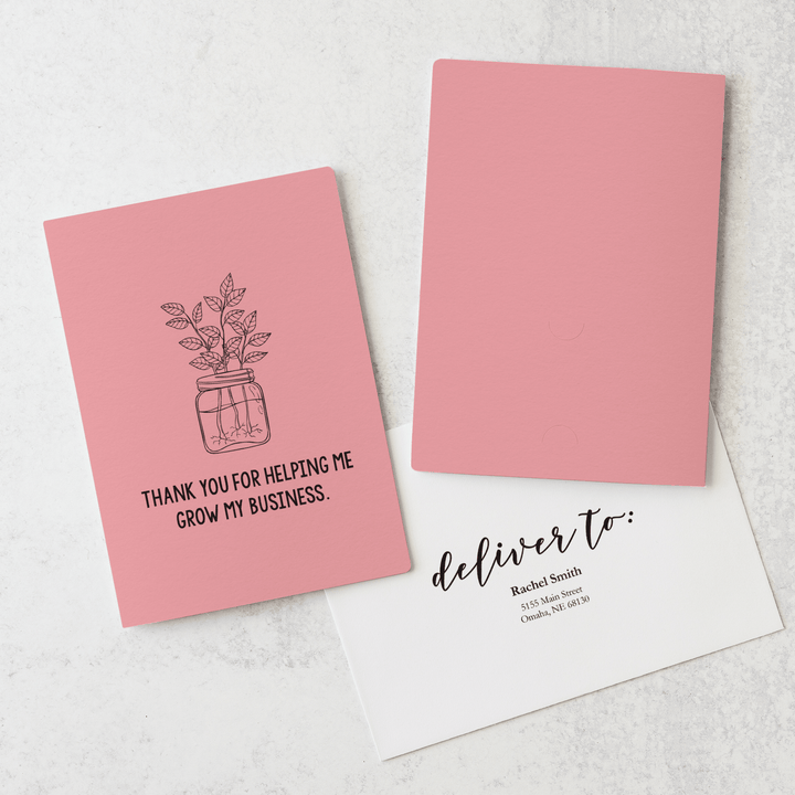 Set of "Thank You For Helping Me Grow My Business Greeting Cards" | Envelopes Included  | 2-GC001 Greeting Card Market Dwellings LIGHT PINK  