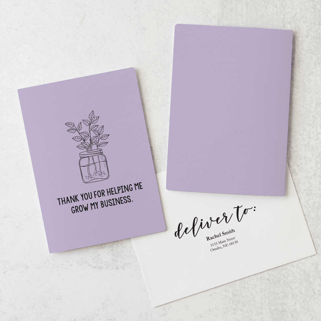 Set of "Thank You For Helping Me Grow My Business Greeting Cards" | Envelopes Included  | 2-GC001 Greeting Card Market Dwellings LIGHT PURPLE  