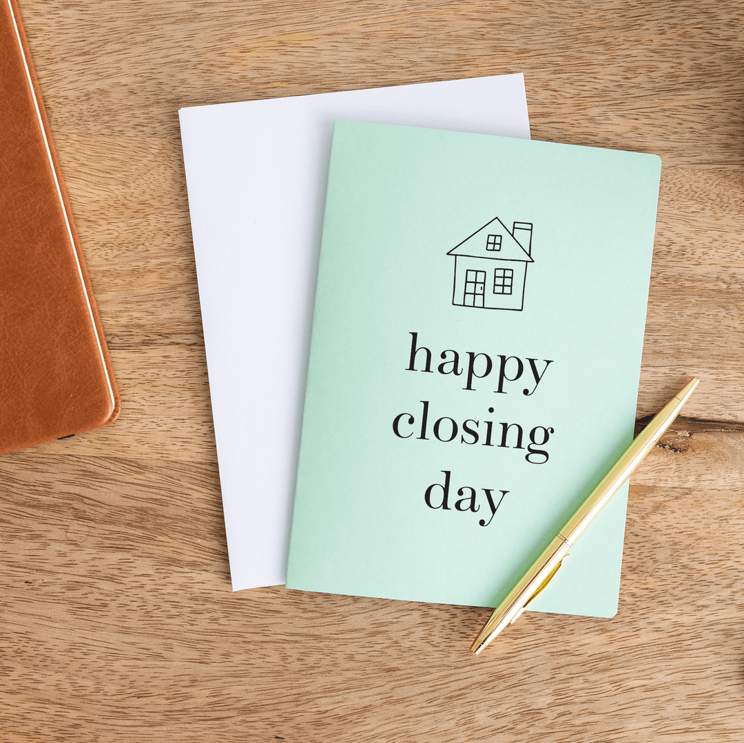 VERTICAL | Set of "Happy Closing Day" Greeting Cards | Envelopes Included | 2-GC005 - Market Dwellings