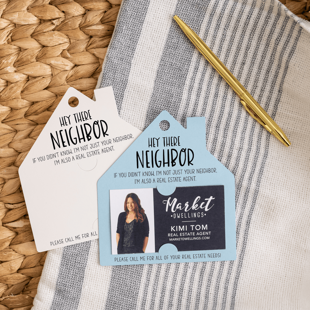 Hey There Neighbor Gift Tags | House Shaped Real Estate Agent Pop By Gift Tags | 2-GT004 Gift Tag Market Dwellings   