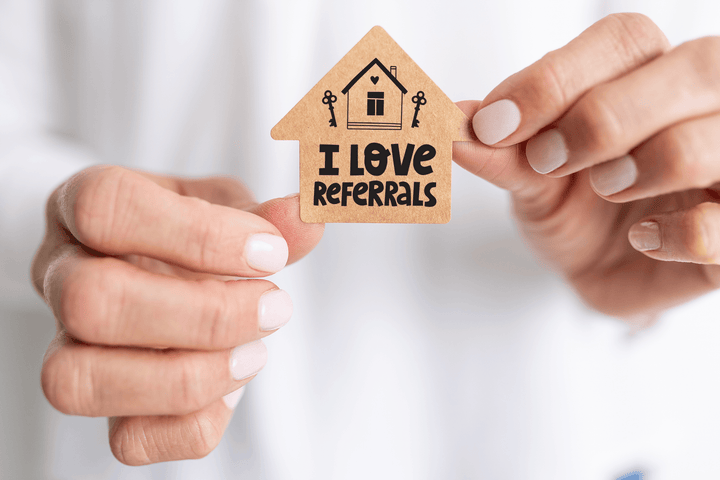 I Love Referrals | House Shaped Label Stickers | 2-LB1 - Market Dwellings
