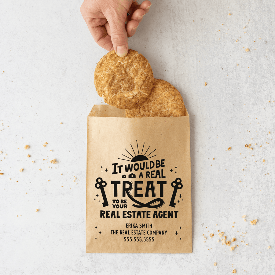 Customizable | Set of It Would Be A Real Treat To Be Your Real Estate Agent Bakery Bags | 21-BB Bakery Bag Market Dwellings   