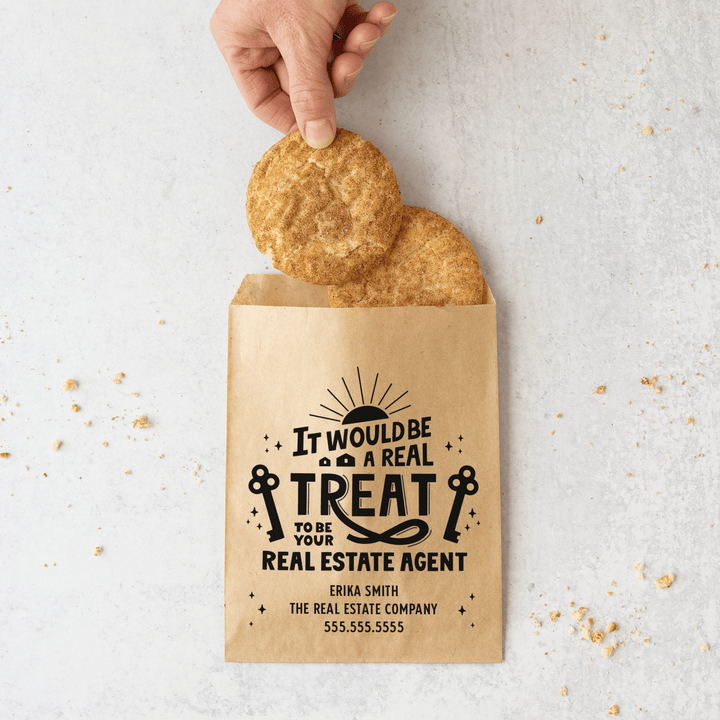Customizable | Set of It Would Be A Real Treat To Be Your Real Estate Agent Bakery Bags | 21-BB Bakery Bag Market Dwellings   