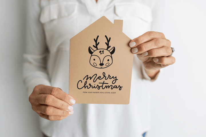 Set of Reindeer "Merry Christmas from Your Favorite Real Estate Agent" |  Holiday Greeting Cards | Envelopes Included | 26-GC002 Greeting Card Market Dwellings   