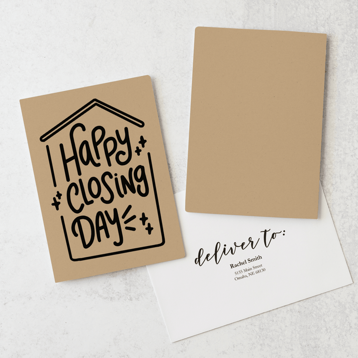 Set of "Happy Closing Day" Real Estate Greeting Cards | Envelopes Included | 3-GC001 Greeting Card Market Dwellings KRAFT  