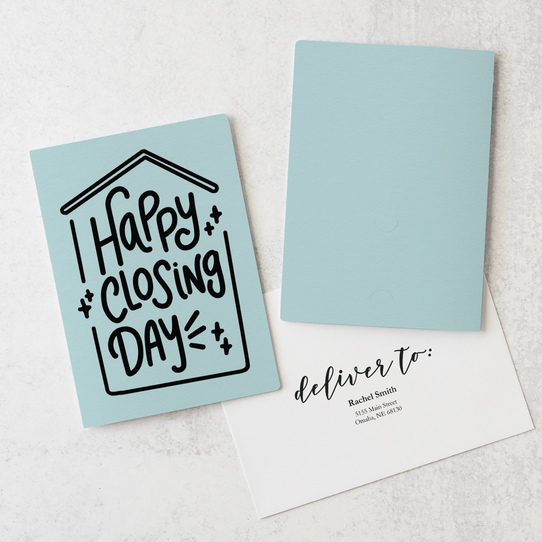 Set of "Happy Closing Day" Real Estate Greeting Cards | Envelopes Included | 3-GC001 Greeting Card Market Dwellings LIGHT BLUE  