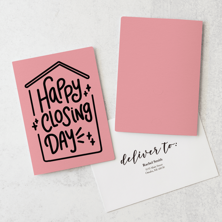 Set of "Happy Closing Day" Real Estate Greeting Cards | Envelopes Included | 3-GC001 Greeting Card Market Dwellings LIGHT PINK  