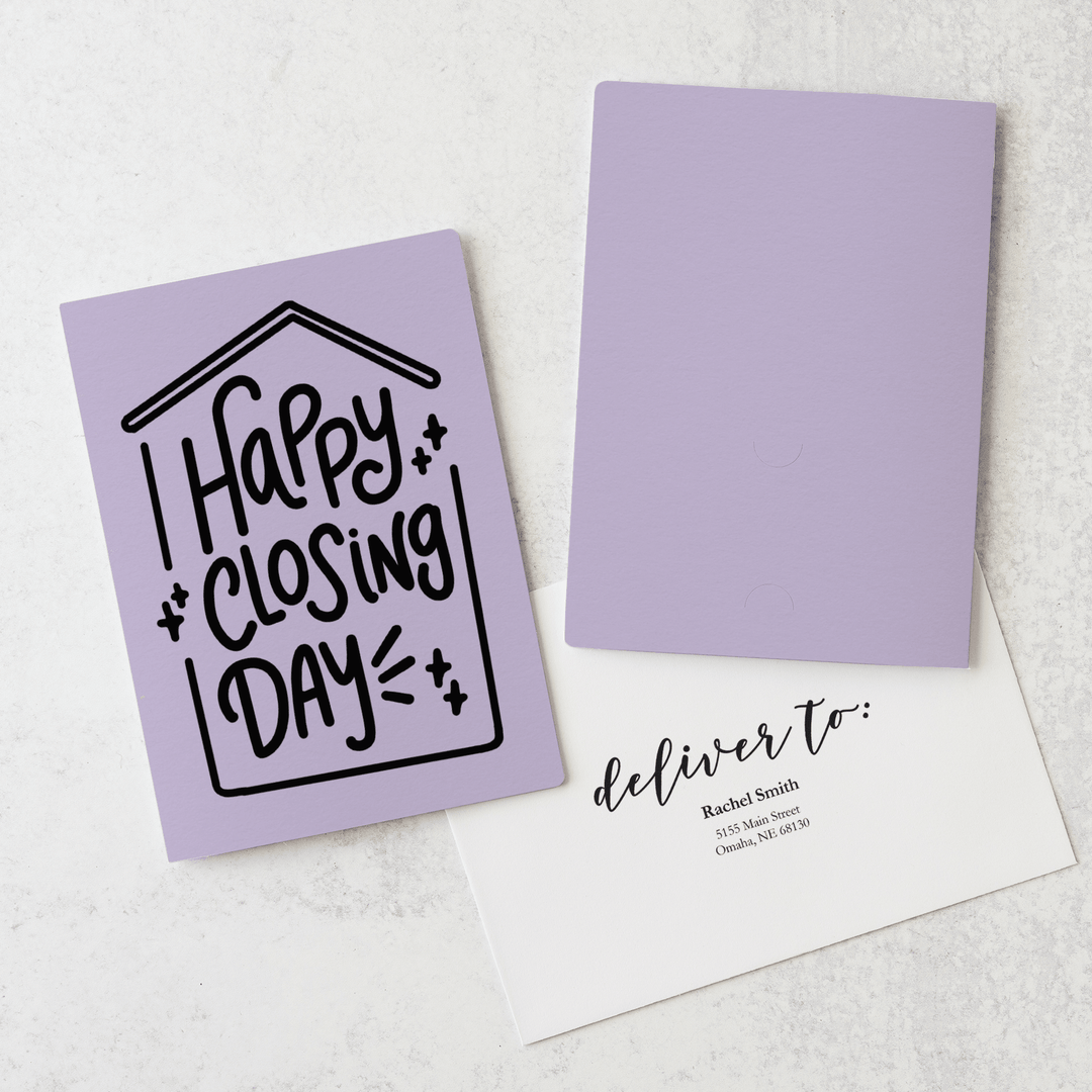 Set of "Happy Closing Day" Real Estate Greeting Cards | Envelopes Included | 3-GC001 Greeting Card Market Dwellings LIGHT PURPLE  
