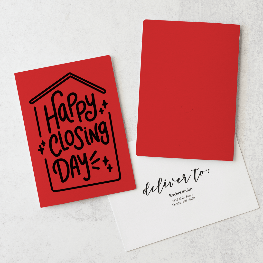 Set of "Happy Closing Day" Real Estate Greeting Cards | Envelopes Included | 3-GC001 Greeting Card Market Dwellings SCARLET  