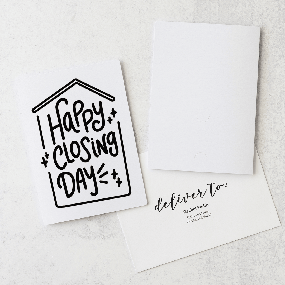 Set of "Happy Closing Day" Real Estate Greeting Cards | Envelopes Included | 3-GC001 Greeting Card Market Dwellings WHITE  