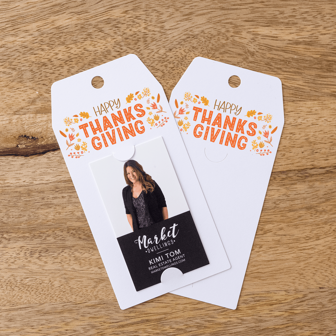 Vertical | Happy Thanksgiving Gift Tag | Fall Pop By Gift Tag | 30-GT005 - Market Dwellings