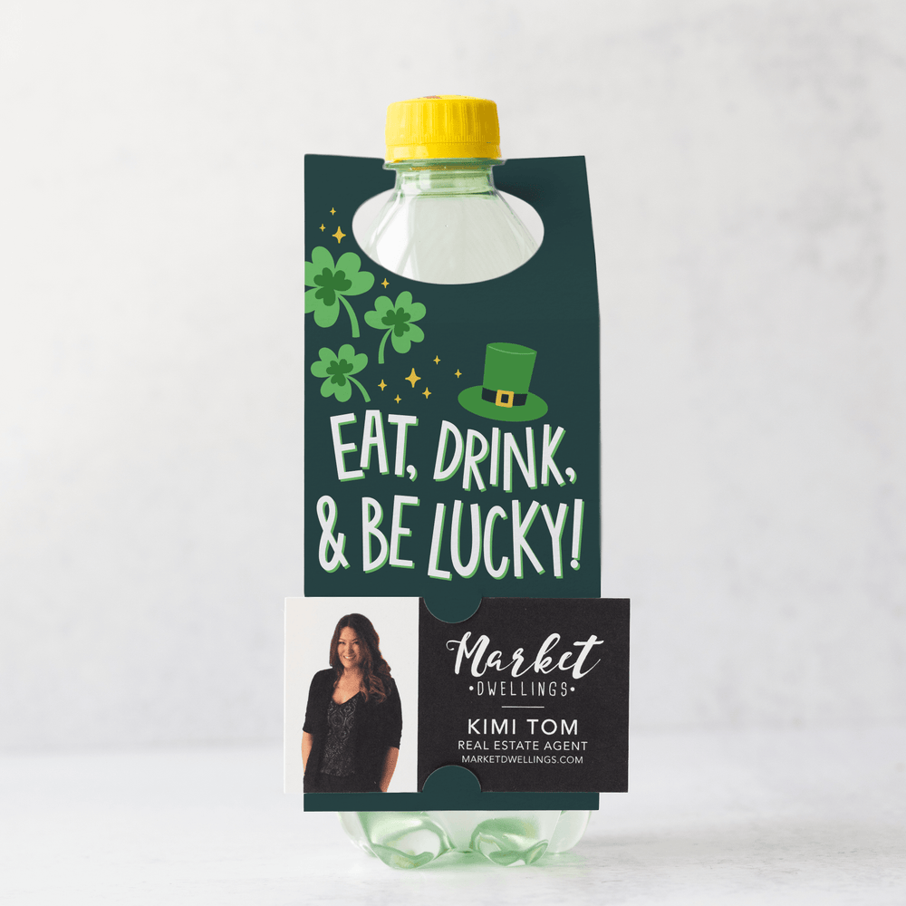 Eat, Drink, & Be Lucky! | St. Patrick's Day Bottle Tags | 31-BT001-AB Bottle Tag Market Dwellings GREEN  