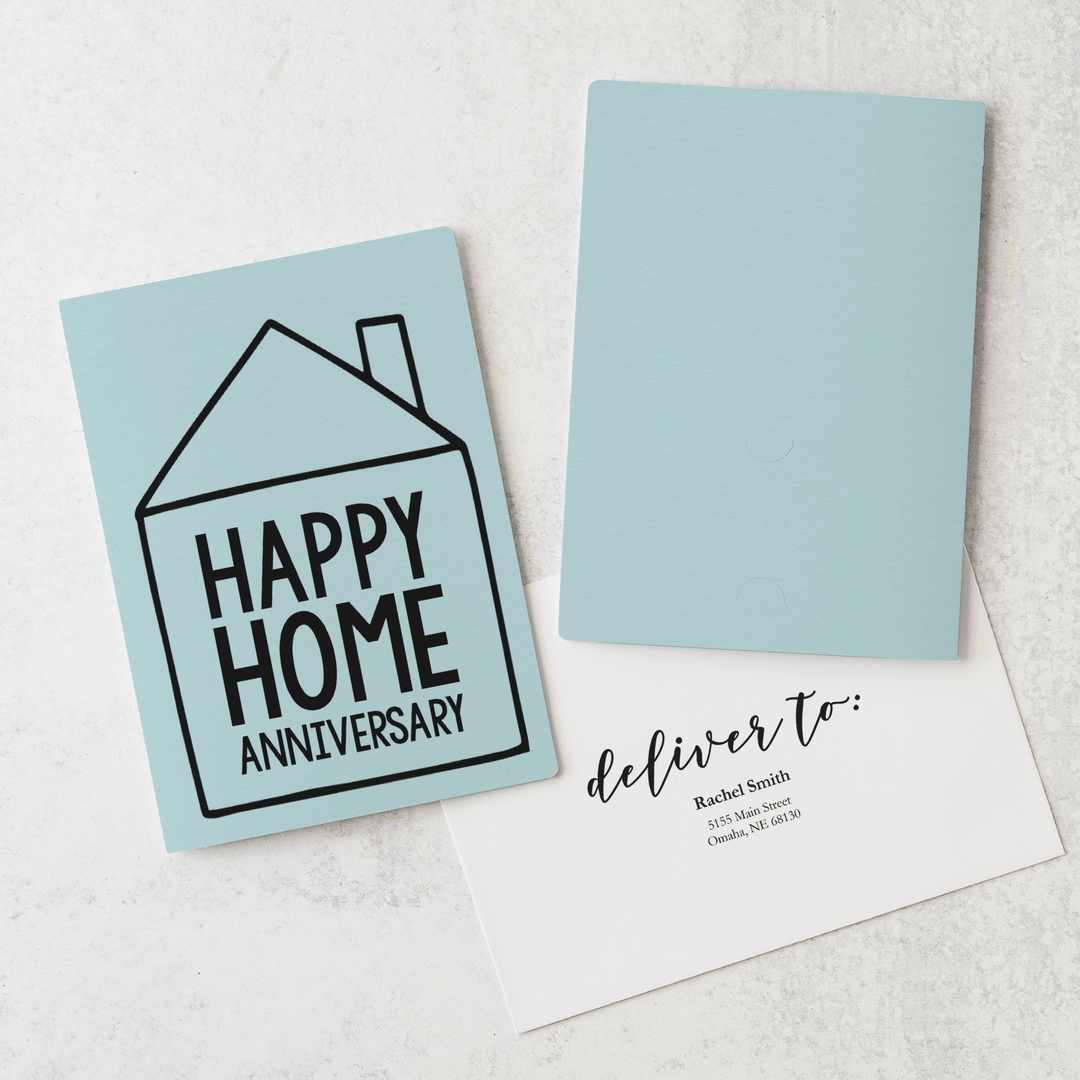 Set of "Happy Home Anniversary" Greeting Cards | Envelopes Included | 4-GC001 Greeting Card Market Dwellings LIGHT BLUE  