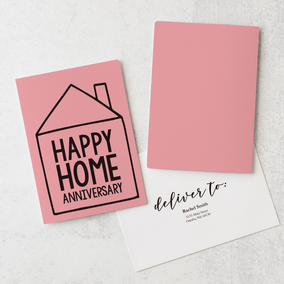 Set of "Happy Home Anniversary" Greeting Cards | Envelopes Included | 4-GC001 Greeting Card Market Dwellings LIGHT PINK  