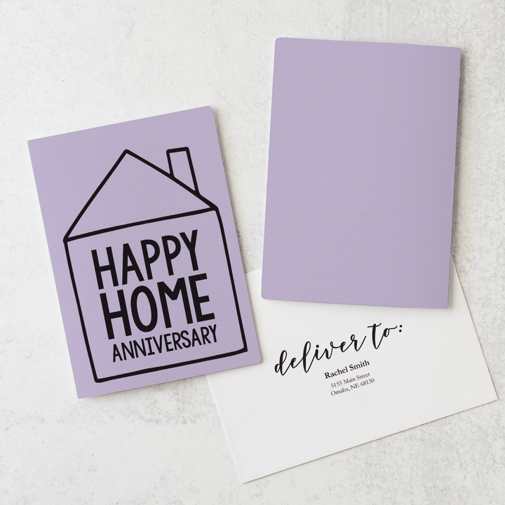 Set of "Happy Home Anniversary" Greeting Cards | Envelopes Included | 4-GC001 Greeting Card Market Dwellings LIGHT PURPLE  