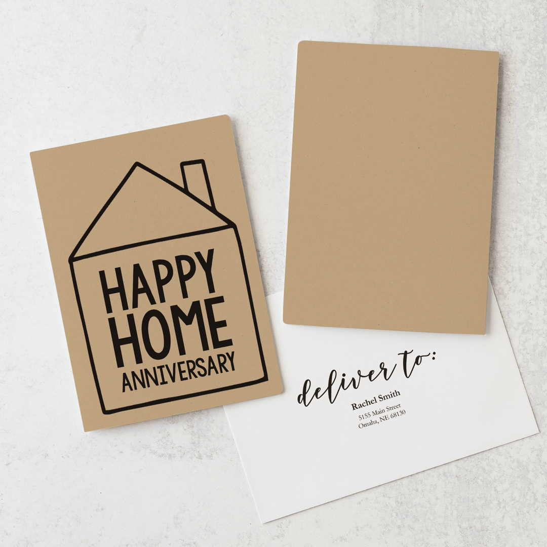 Set of "Happy Home Anniversary" Greeting Cards | Envelopes Included | 4-GC001 Greeting Card Market Dwellings KRAFT  