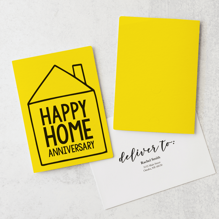 Set of "Happy Home Anniversary" Greeting Cards | Envelopes Included | 4-GC001 Greeting Card Market Dwellings LEMON  