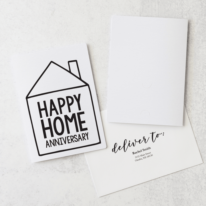 Set of "Happy Home Anniversary" Greeting Cards | Envelopes Included | 4-GC001 Greeting Card Market Dwellings WHITE  