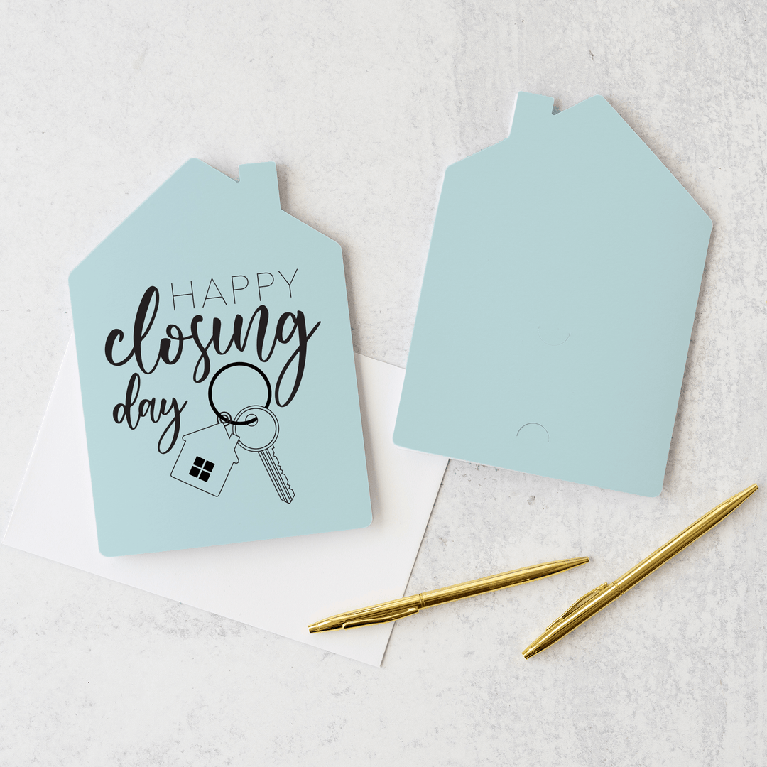 Set of Happy Closing Day Real Estate Agent Greeting Cards | Envelopes Included | 4-GC002 Greeting Card Market Dwellings LIGHT BLUE  